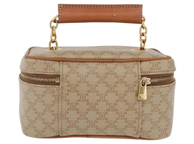 Céline CELINE Macadam Canvas Vanity Hand Bag PVC Beige Gold Auth 210891V - Jerrillo - vista 2