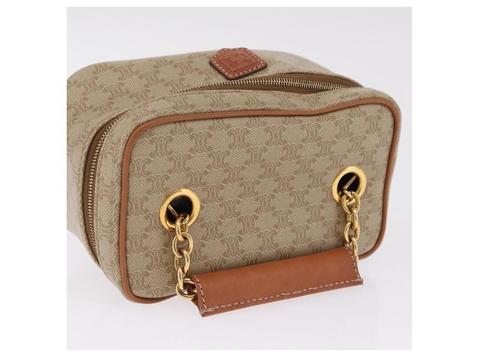 Céline CELINE Macadam Canvas Vanity Hand Bag PVC Beige Gold Auth 210891V - Jerrillo - vista 6