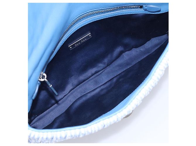 Miu Miu Matelasse Hand Bag Cotton 2way Blue Silver Auth 211290M - Jerrillo - vista 10