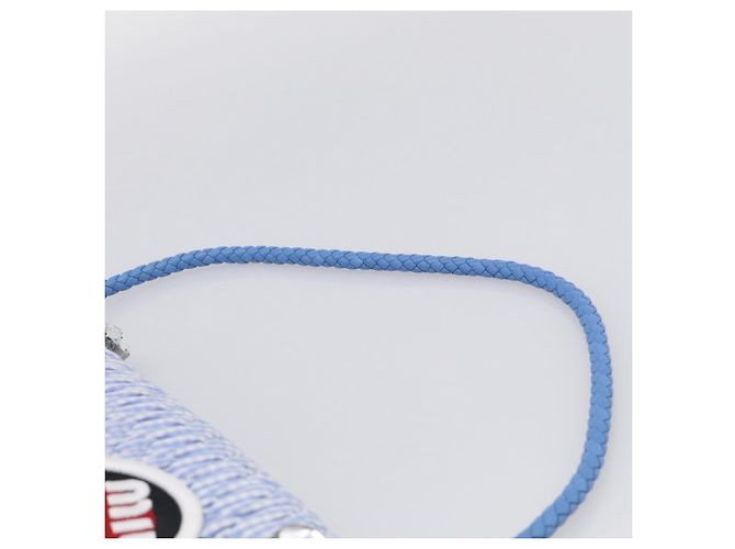 Miu Miu Matelasse Hand Bag Cotton 2way Blue Silver Auth 211290M - Jerrillo - vista 14