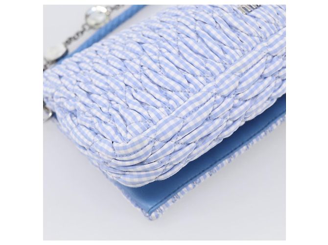 Miu Miu Matelasse Hand Bag Cotton 2way Blue Silver Auth 211290M - Jerrillo - vista 19