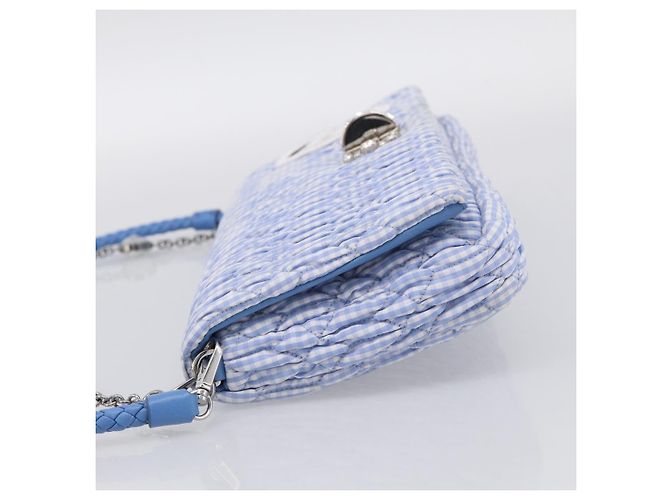 Miu Miu Matelasse Hand Bag Cotton 2way Blue Silver Auth 211290M - Jerrillo - vista 3