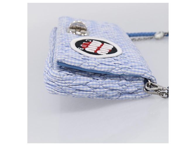 Miu Miu Matelasse Hand Bag Cotton 2way Blue Silver Auth 211290M - Jerrillo - vista 4