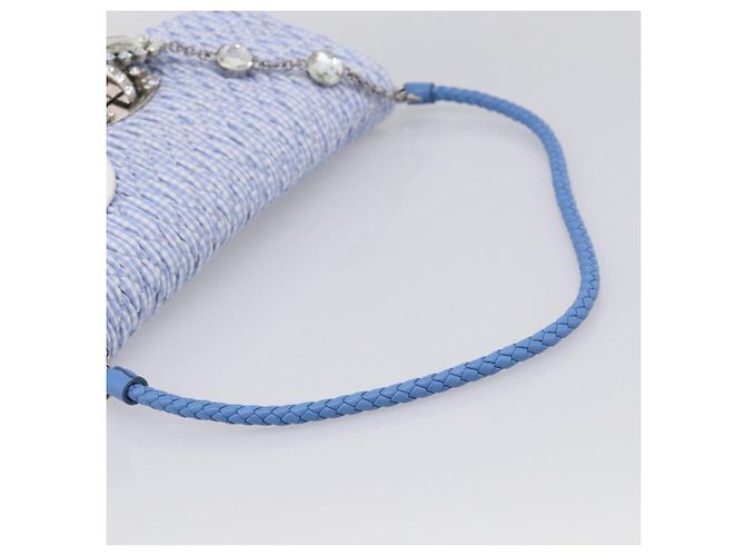 Miu Miu Matelasse Hand Bag Cotton 2way Blue Silver Auth 211290M - Jerrillo - vista 7