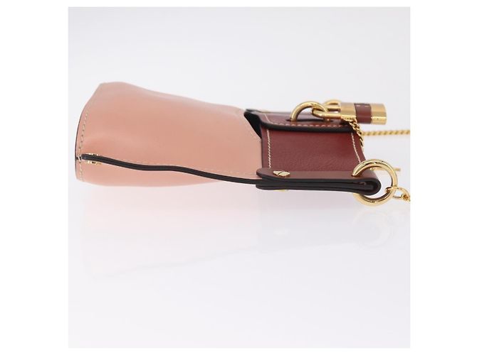 Chloé Chloe Abby Rocky Shoulder Bag Leather Pink Gold Tone Auth BA16799A - Jerrillo - vista 4