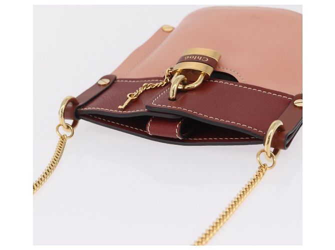 Chloé Chloe Abby Rocky Shoulder Bag Leather Pink Gold Tone Auth BA16799A - Jerrillo - vista 6