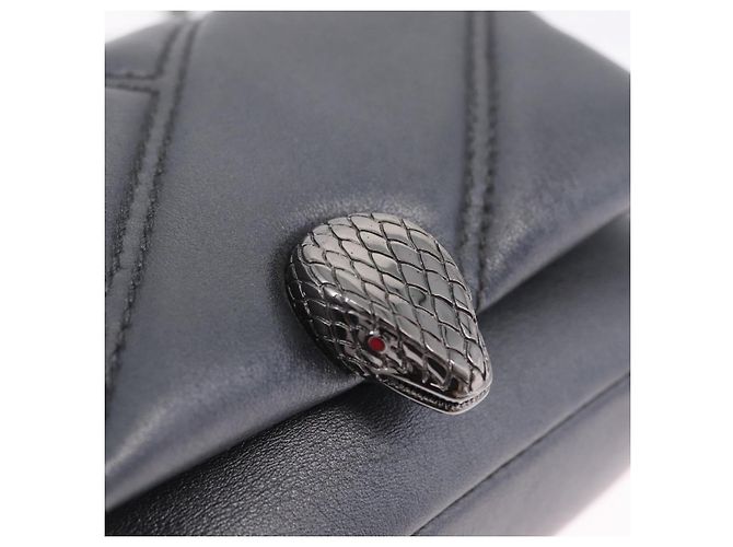 Bulgari BVLGARI Serpenti Chain Shoulder Bag Leather Gray Silver Auth 213428V - Jerrillo - vista 18