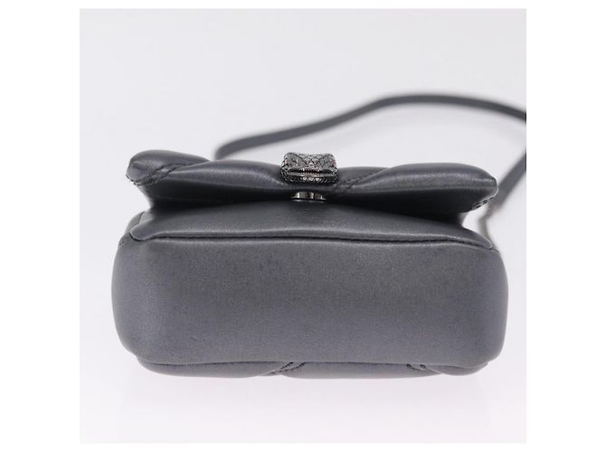 Bulgari BVLGARI Serpenti Chain Shoulder Bag Leather Gray Silver Auth 213428V - Jerrillo - vista 6