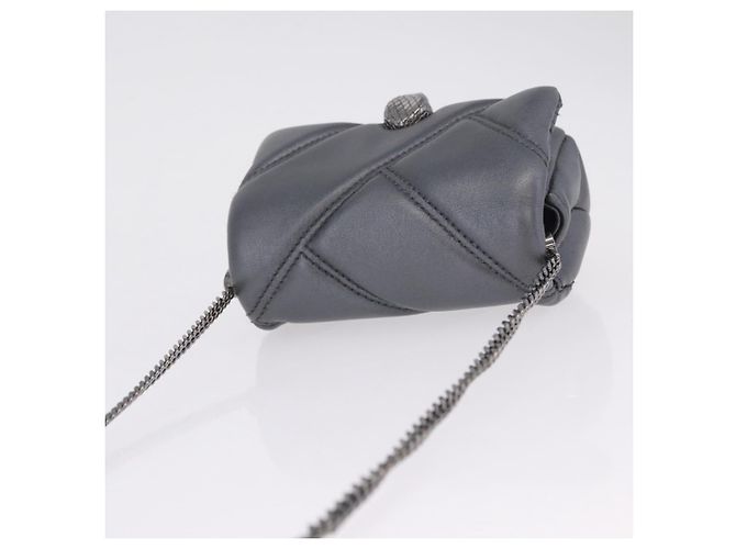Bulgari BVLGARI Serpenti Chain Shoulder Bag Leather Gray Silver Auth 213428V - Jerrillo - vista 7