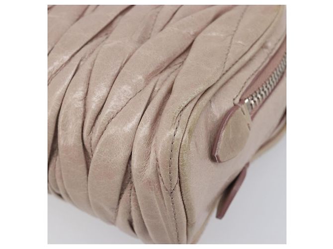 Miu Miu Matelasse Chain Shoulder Bag Leather Beige Silver Auth 207225A - Jerrillo - vista 15