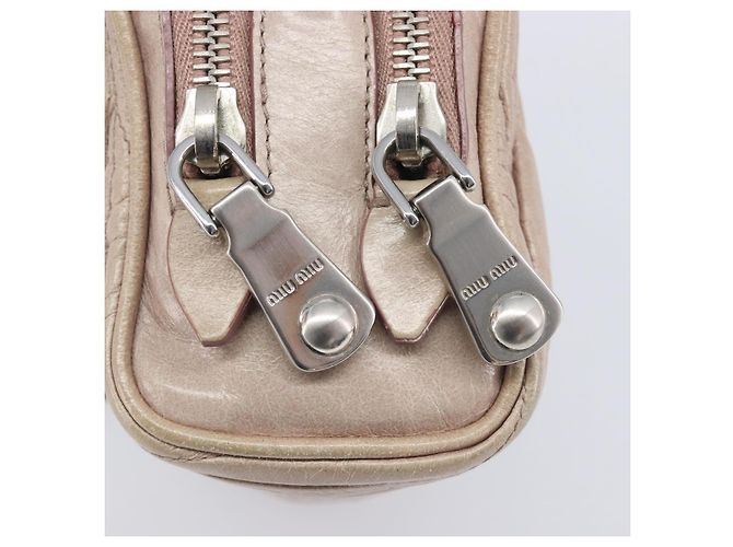Miu Miu Matelasse Chain Shoulder Bag Leather Beige Silver Auth 207225A - Jerrillo - vista 20