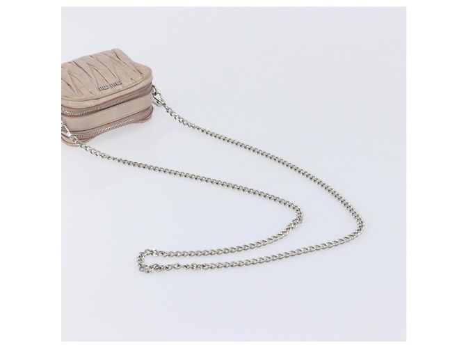 Miu Miu Matelasse Chain Shoulder Bag Leather Beige Silver Auth 207225A - Jerrillo - vista 7