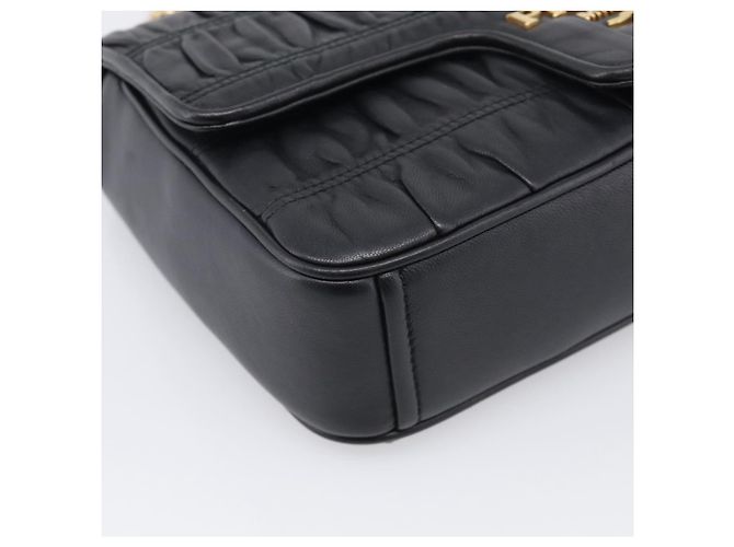 PRADA Gathered Chain Shoulder Bag Leather Black Gold Tone Auth 210874V - Jerrillo - vista 11