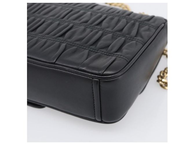 PRADA Gathered Chain Shoulder Bag Leather Black Gold Tone Auth 210874V - Jerrillo - vista 12