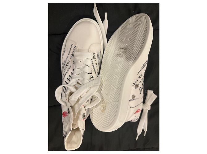 Balmain Baskets Montantes en Toile Blanche Imprimée - vue 4