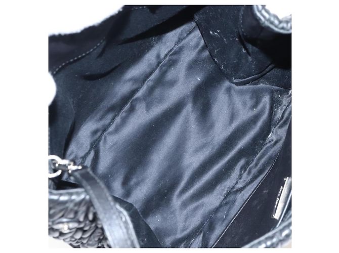 Miu Miu Matelasse Chain Shoulder Bag Leather 2way Black Silver Auth 213427M - Jerrillo - vista 10