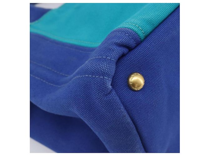 PRADA Canapa PM Hand Bag Canvas 2way Blue Gold Tone Auth ep17081 - Jerrillo - vista 19
