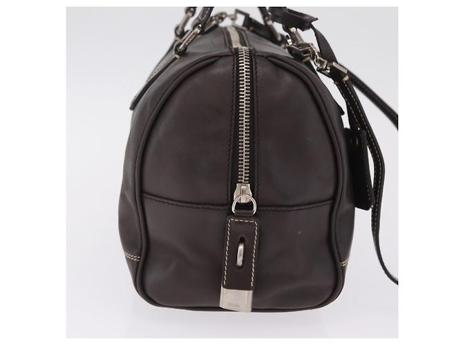 PRADA Mini Boston Bag Boston Bag Leather 2way Brown Silver B11075 Auth am12907A - Jerrillo - vista 4
