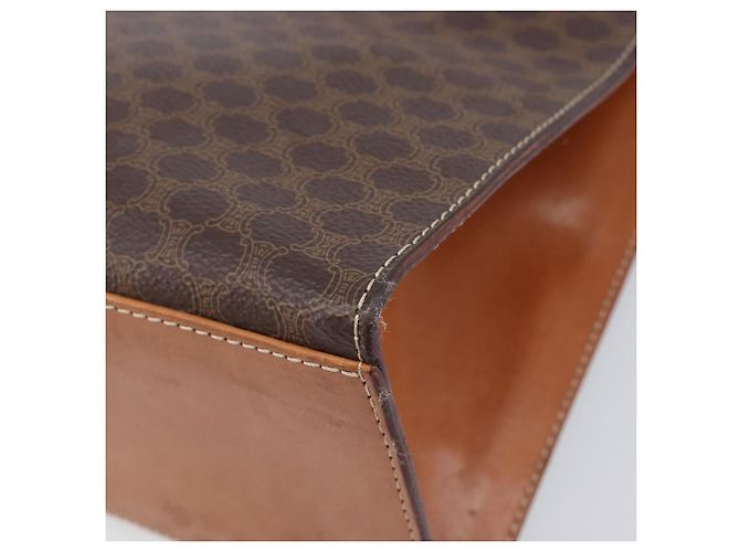 Céline CELINE Macadam Canvas Hand Bag PVC Leather Brown Gold Auth 210885V - Jerrillo - vista 17