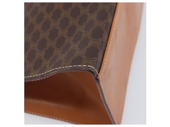 Céline CELINE Macadam Canvas Hand Bag PVC Leather Brown Gold Auth 210885V - Jerrillo - vista 18