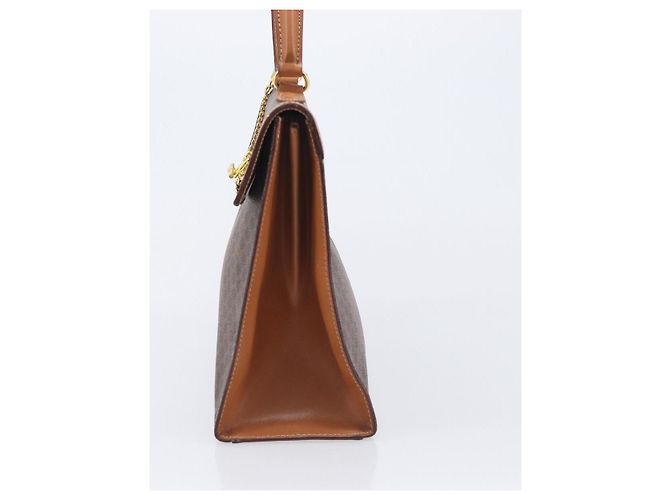 Céline CELINE Macadam Canvas Hand Bag PVC Leather Brown Gold Auth 210885V - Jerrillo - vista 3