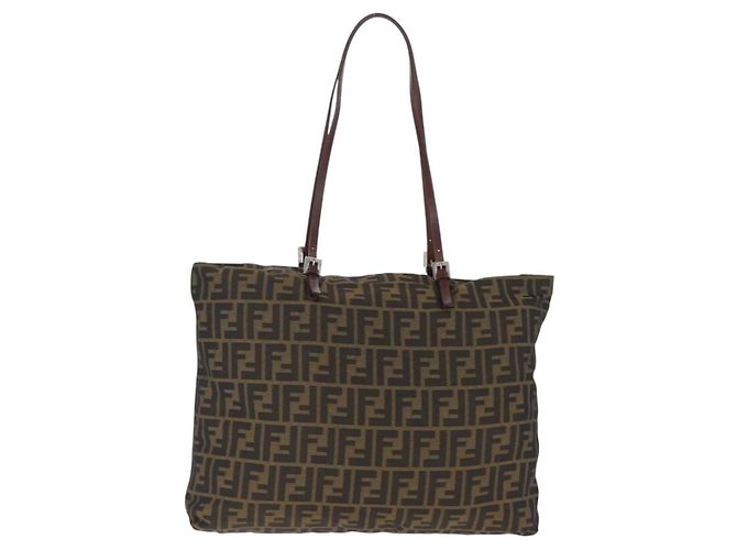 FENDI Zucca Canvas Tote Bag Brown Silver Auth 209368 - Jerrillo - vista 2