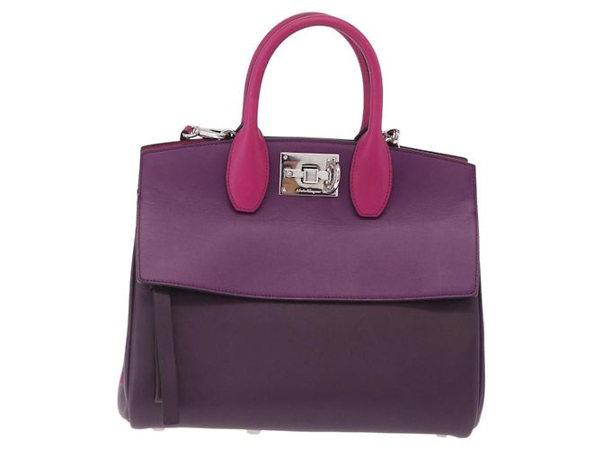 Salvatore Ferragamo Studio Bag Small Leather 2way Purple Silver Auth BA16267V - Jerrillo - vista 13