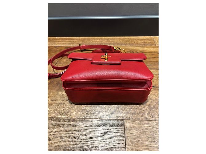 Prada Saffiano Lederhandtasche Rot - Ansicht 11