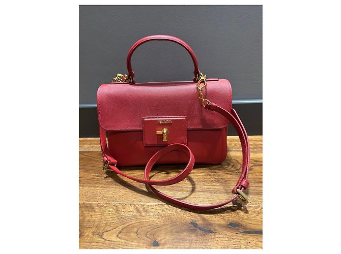 Prada Saffiano Lederhandtasche Rot - Ansicht 15