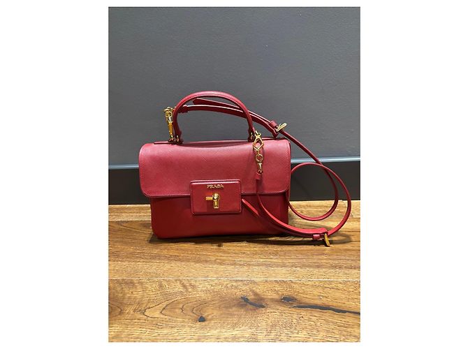 Prada Saffiano Lederhandtasche Rot - Ansicht 2