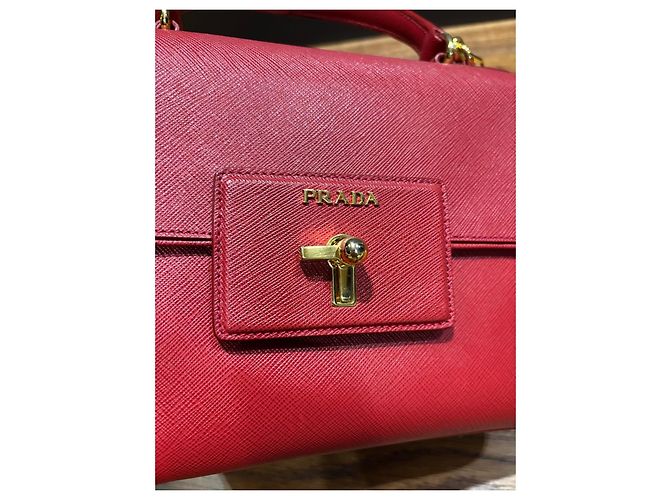 Prada Saffiano Lederhandtasche Rot - Ansicht 3