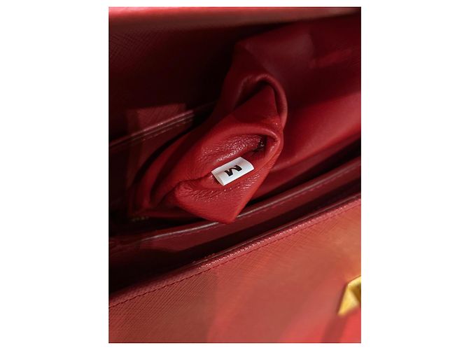 Prada Saffiano Lederhandtasche Rot - Ansicht 6