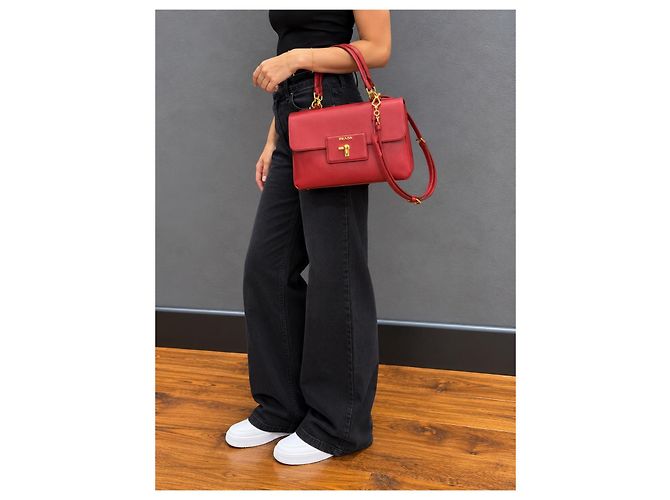 Prada Saffiano Lederhandtasche Rot - Ansicht 9