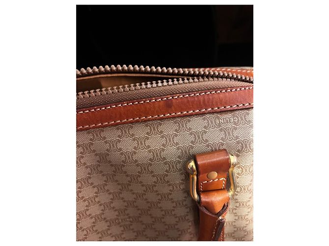 Céline Celine Borsa Boston Macadam in Tela Monogramma e Pelle Marrone - vista 7