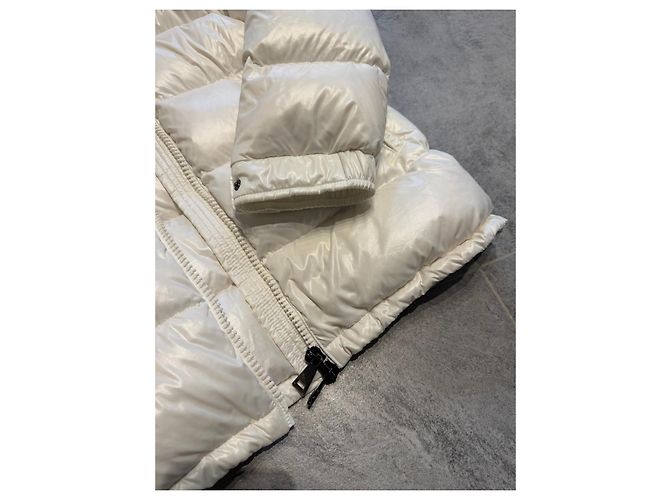 Moncler plumífero mujer blanco marfil con capucha - vista 12