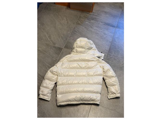 Moncler plumífero mujer blanco marfil con capucha - vista 14