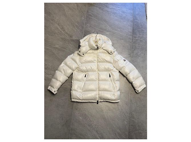 Moncler plumífero mujer blanco marfil con capucha - vista 2