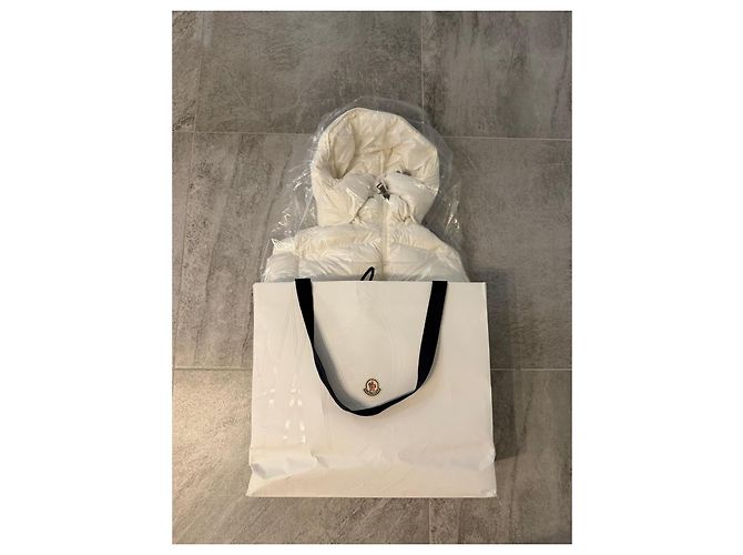 Moncler plumífero mujer blanco marfil con capucha - vista 3