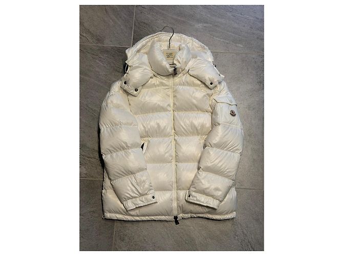 Moncler plumífero mujer blanco marfil con capucha - vista 4