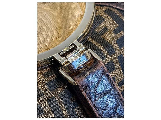 Fendi Spy borsa in tessuto FF e pelle marrone - vista 14