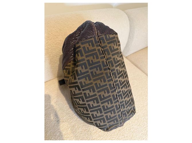 Fendi Spy borsa in tessuto FF e pelle marrone - vista 4