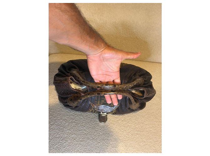 Fendi Spy borsa in tessuto FF e pelle marrone - vista 6