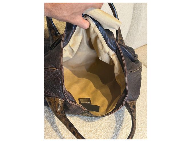 Fendi Spy borsa in tessuto FF e pelle marrone - vista 8