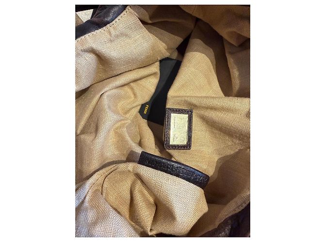 Fendi Spy borsa in tessuto FF e pelle marrone - vista 9