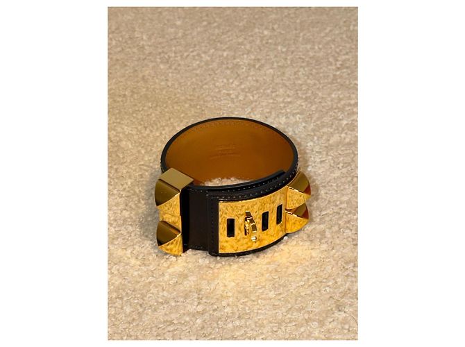 Hermès Collier de Chien bracciale in pelle nera - vista 11