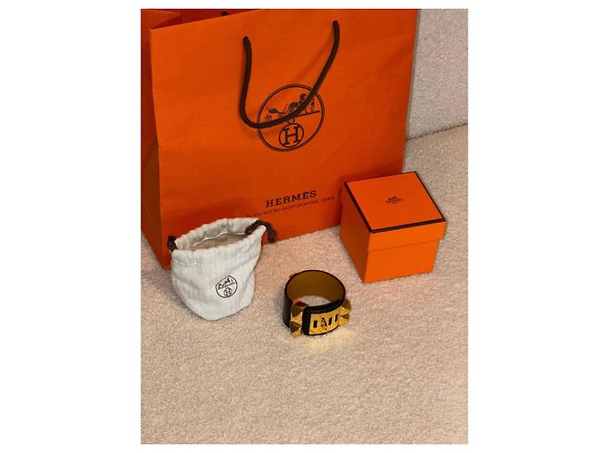 Hermès Collier de Chien bracciale in pelle nera - vista 13