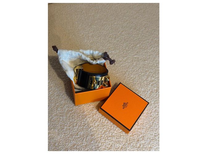 Hermès Collier de Chien bracciale in pelle nera - vista 3