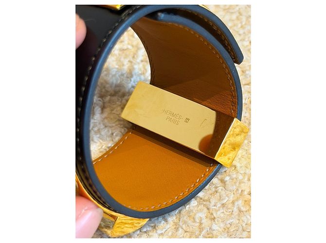 Hermès Collier de Chien bracciale in pelle nera - vista 5