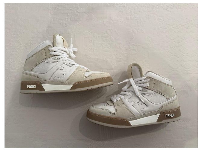 Fendi Match sneakers alte in pelle e suede - vista 10