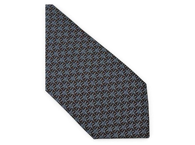 Hermès blue silk tie with H motif - view 2